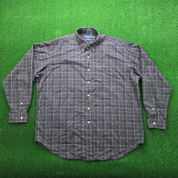 Ralph Lauren Shirt Men XL/2XL Checkered Button Down Long Sleeve‎ Blake Preppy - Picture 1 of 8